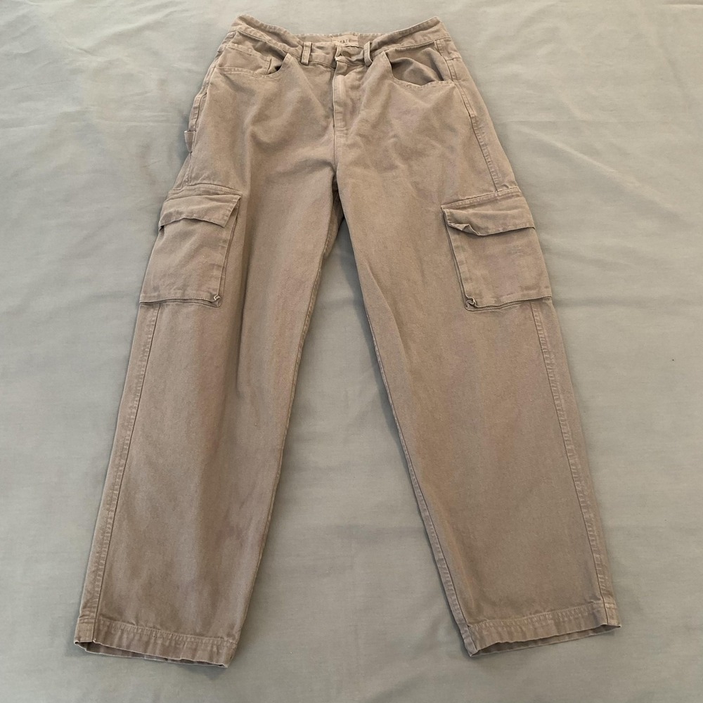 MATE The Label Cargo Pants Womens Medium Beige Organic Cotton Twill Relaxed